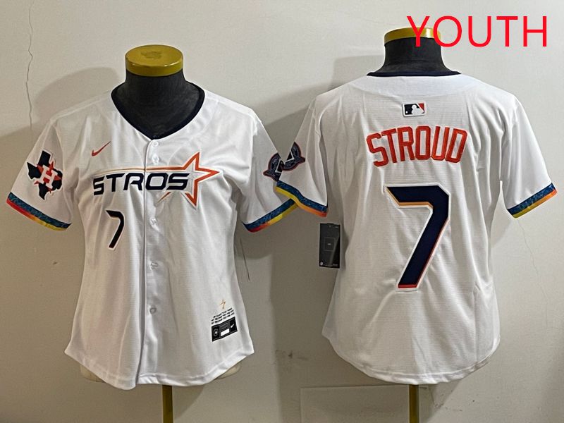 Youth Houston Astros 7 Stroud White Fourth generation Joint Name Nike 2025 MLB Jersey style 6
